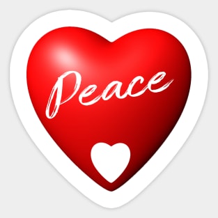 Peace in a 3D red heart Sticker